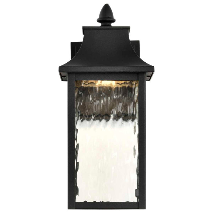 Sconce Nuvo 62-5997 Austen Collection - 1 Light Outdoor Small Wall Fixture - LED - SMART - Starfish RGBTW - CCT Selectable - Matte Black - Clear Water Glass Nuvo