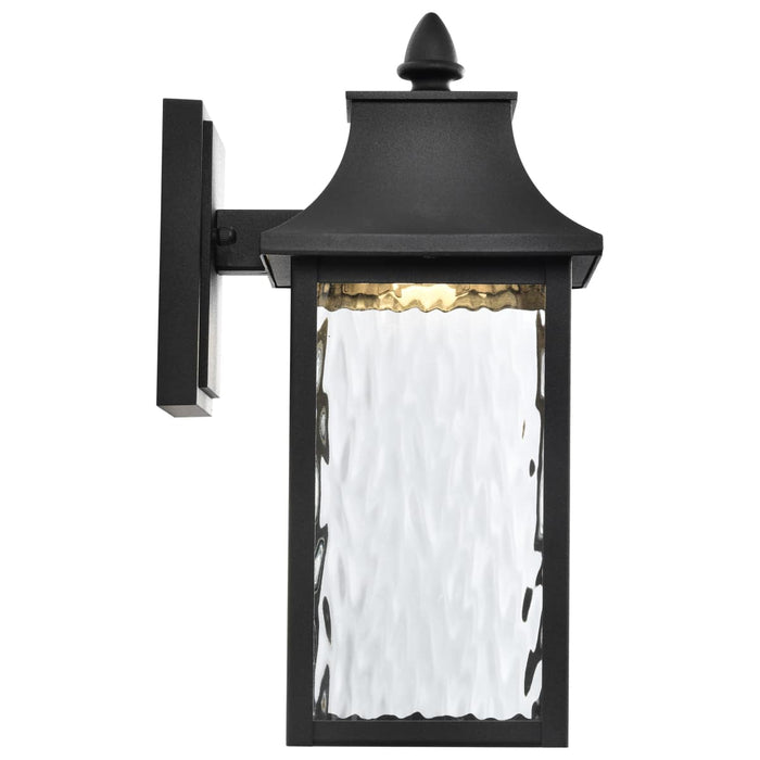 Sconce Nuvo 62-5997 Austen Collection - 1 Light Outdoor Small Wall Fixture - LED - SMART - Starfish RGBTW - CCT Selectable - Matte Black - Clear Water Glass Nuvo