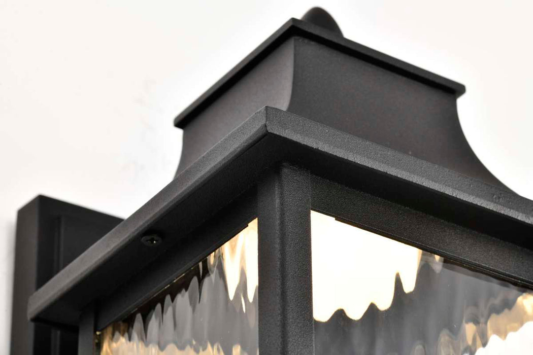 Sconce Nuvo 62-5997 Austen Collection - 1 Light Outdoor Small Wall Fixture - LED - SMART - Starfish RGBTW - CCT Selectable - Matte Black - Clear Water Glass Nuvo