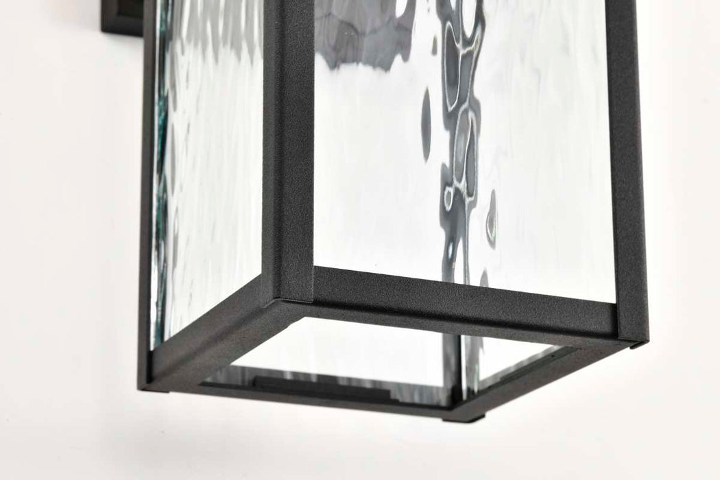 Sconce Nuvo 62-5997 Austen Collection - 1 Light Outdoor Small Wall Fixture - LED - SMART - Starfish RGBTW - CCT Selectable - Matte Black - Clear Water Glass Nuvo