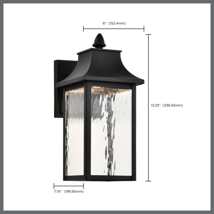 Sconce Nuvo 62-5997 Austen Collection - 1 Light Outdoor Small Wall Fixture - LED - SMART - Starfish RGBTW - CCT Selectable - Matte Black - Clear Water Glass Nuvo