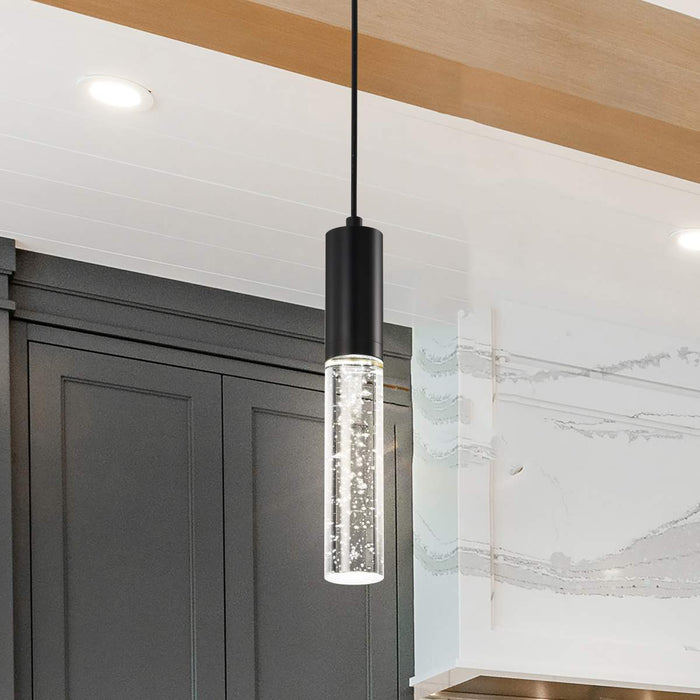 Pendant Nuvo 62-6001 Lacey - 2 Inch LED Mini Pendant - RGB/TW - Starfish Enabled - Matte Black with K9 Bubble Crystal Nuvo