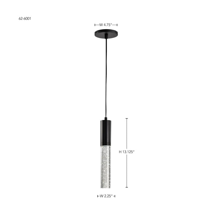 Pendant Nuvo 62-6001 Lacey - 2 Inch LED Mini Pendant - RGB/TW - Starfish Enabled - Matte Black with K9 Bubble Crystal Nuvo