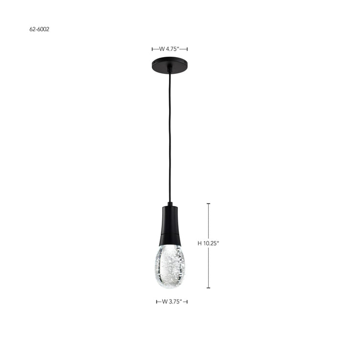 Pendant Nuvo 62-6002 Lacey - 4 Inch LED Pendant - RGB/TW - Starfish Enabled - Matte Black with K9 Bubble Crystal Nuvo