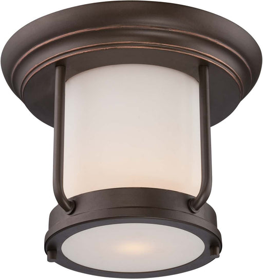Flush Mount Nuvo 62-633 Bethany - LED Outdoor Flush Fixture with Satin White Glass - Forest Bronze Finish Nuvo