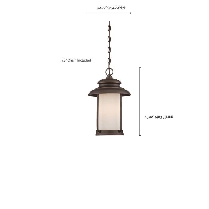 Hanging Lantern Nuvo 62-635 Bethany - LED Outdoor Hanging with Satin White Glass - Forest Bronze Finish Nuvo