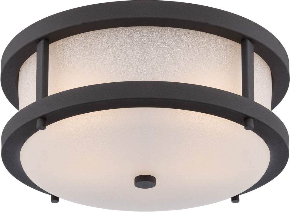 Flush Mount Nuvo 62-653 Willis - LED Outdoor Flush Fixture with Antique White Glass - Textured Black Finish Nuvo