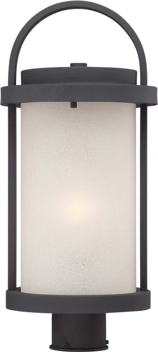 Post Lantern Nuvo 62-654 Willis - LED Outdoor Post with Antique White Glass - Textured Black Finish Nuvo