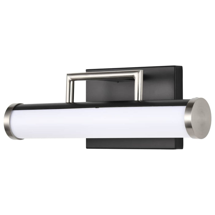 Vanity Nuvo 62-656 Solano LED Small Vanity - Black and Brushed Nickel Finish - White Acrylic Lens Nuvo