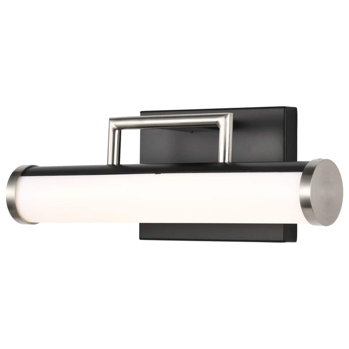 Vanity Nuvo 62-656 Solano LED Small Vanity - Black and Brushed Nickel Finish - White Acrylic Lens Nuvo