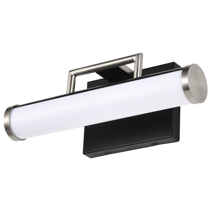 Vanity Nuvo 62-656 Solano LED Small Vanity - Black and Brushed Nickel Finish - White Acrylic Lens Nuvo