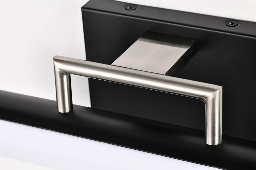Vanity Nuvo 62-656 Solano LED Small Vanity - Black and Brushed Nickel Finish - White Acrylic Lens Nuvo