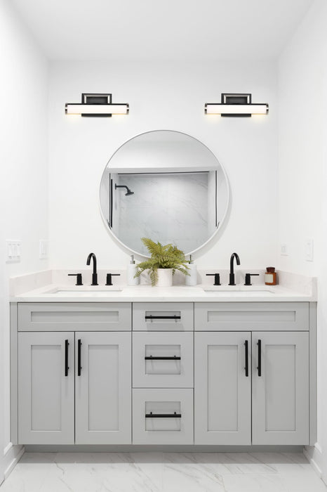 Vanity Nuvo 62-656 Solano LED Small Vanity - Black and Brushed Nickel Finish - White Acrylic Lens Nuvo