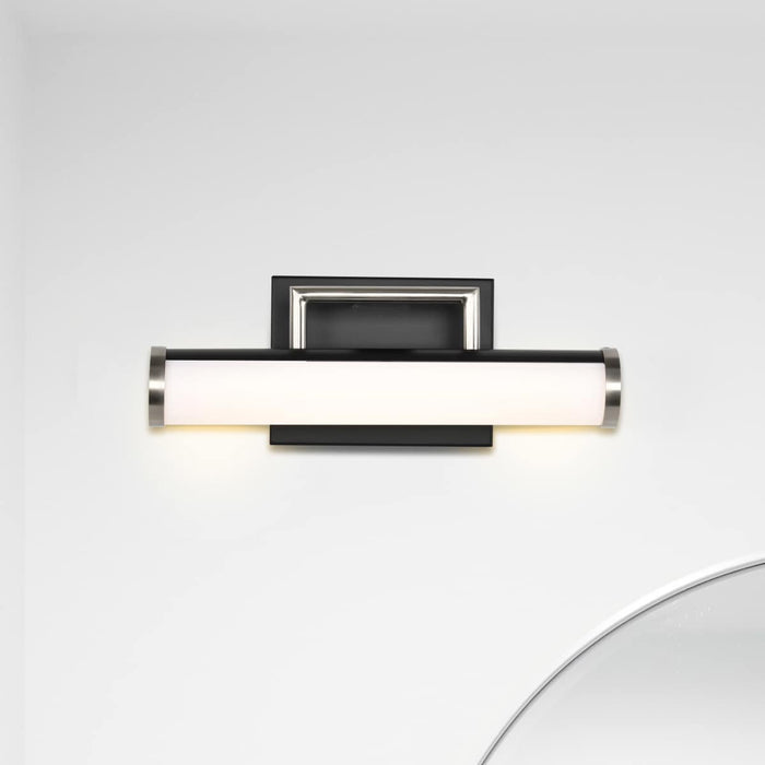 Vanity Nuvo 62-656 Solano LED Small Vanity - Black and Brushed Nickel Finish - White Acrylic Lens Nuvo