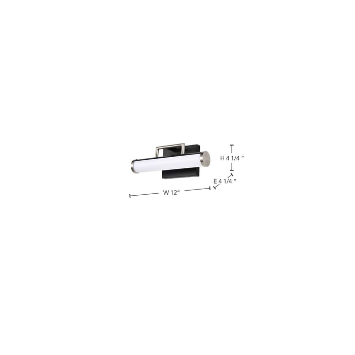 Vanity Nuvo 62-656 Solano LED Small Vanity - Black and Brushed Nickel Finish - White Acrylic Lens Nuvo