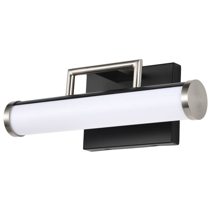 Vanity Nuvo 62-656 Solano LED Small Vanity - Black and Brushed Nickel Finish - White Acrylic Lens Nuvo