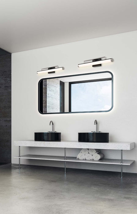 Vanity Nuvo 62-658 Solano LED Medium Vanity - Black and Brushed Nickel Finish - White Acrylic Lens Nuvo