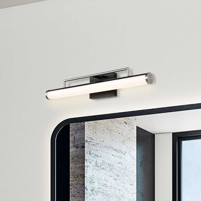 Vanity Nuvo 62-658 Solano LED Medium Vanity - Black and Brushed Nickel Finish - White Acrylic Lens Nuvo