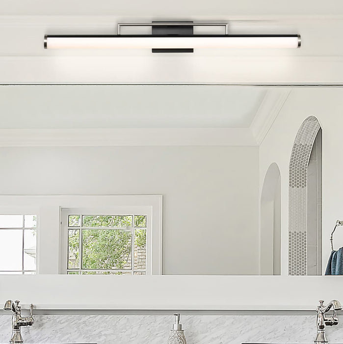 Vanity Nuvo 62-659 Solano LED Large Vanity - Black and Brushed Nickel Finish - White Acrylic Lens Nuvo
