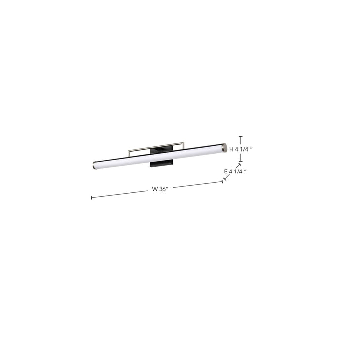 Vanity Nuvo 62-659 Solano LED Large Vanity - Black and Brushed Nickel Finish - White Acrylic Lens Nuvo
