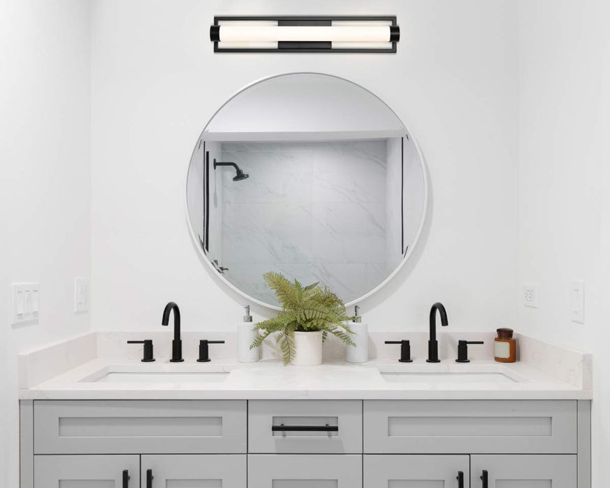 Vanity Nuvo 62-668 Canal LED Medium Vanity - Matte Black Finish - White Acrylic Lens Nuvo
