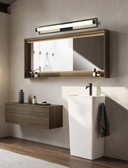 Vanity Nuvo 62-669 Canal LED Large Vanity - Matte Black Finish - White Acrylic Lens Nuvo