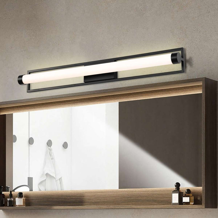 Vanity Nuvo 62-669 Canal LED Large Vanity - Matte Black Finish - White Acrylic Lens Nuvo