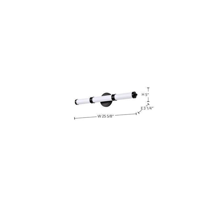 Vanity Nuvo 62-678 Kagen LED Medium Vanity - Matte Black Finish - White Acrylic Lens Nuvo