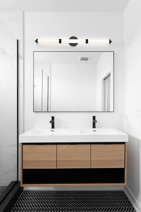 Vanity Nuvo 62-679 Kagen LED Large Vanity - Matte Black Finish - White Acrylic Lens Nuvo