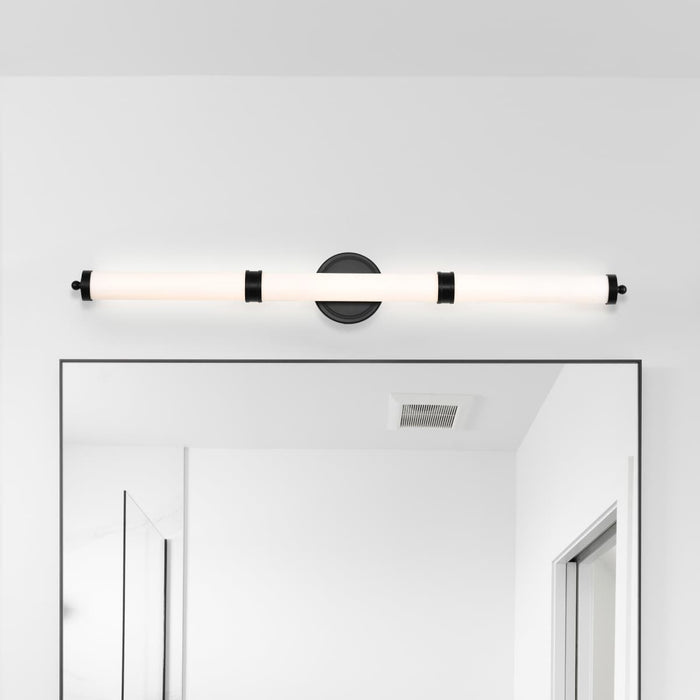 Vanity Nuvo 62-679 Kagen LED Large Vanity - Matte Black Finish - White Acrylic Lens Nuvo