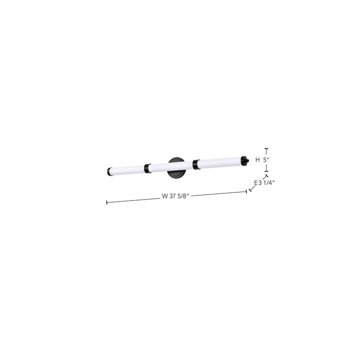 Vanity Nuvo 62-679 Kagen LED Large Vanity - Matte Black Finish - White Acrylic Lens Nuvo