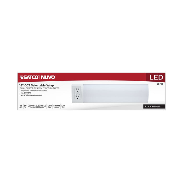 Ceiling Wrap Nuvo 62-700 14 Watt 18 Inch LED Ceiling Wrap - Dual GFCI - 27K/30K/35K/40K/50K CCT Selectable - White Finish Nuvo