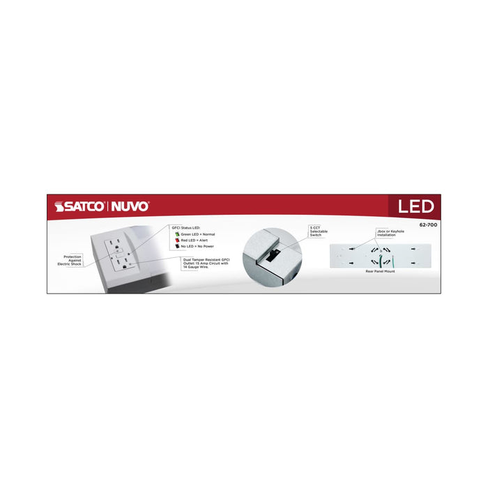 Ceiling Wrap Nuvo 62-700 14 Watt 18 Inch LED Ceiling Wrap - Dual GFCI - 27K/30K/35K/40K/50K CCT Selectable - White Finish Nuvo