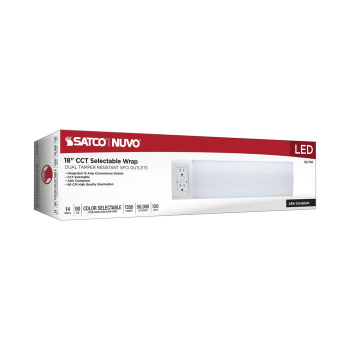 Ceiling Wrap Nuvo 62-700 14 Watt 18 Inch LED Ceiling Wrap - Dual GFCI - 27K/30K/35K/40K/50K CCT Selectable - White Finish Nuvo