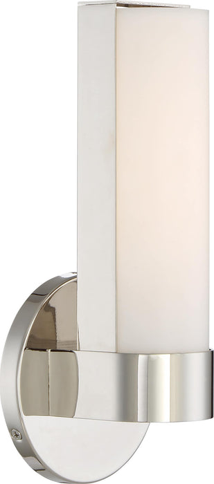 Vanity Nuvo 62-721 Bond - Single 9-1/2 in. - LED Sconce with White Acrylic Lens - Polished Nickel Finish Nuvo