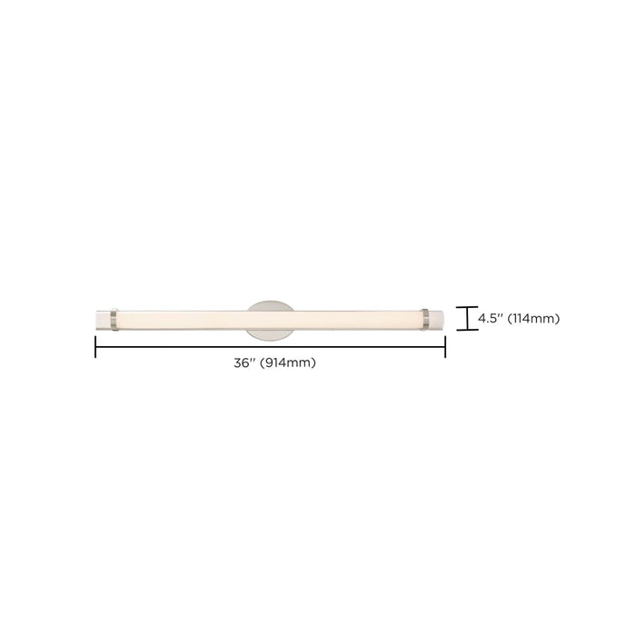 Vanity Nuvo 62-935 Slice 36 in. - LED Wall Sconce - Polished Nickel Finish White Acrylic Lens Nuvo