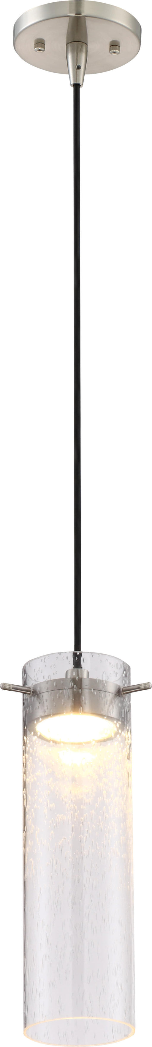 Mini Pendant Nuvo 62-951 Pulse - LED Mini Pendant with Clear Seeded Glass - Brushed Nickel Finish Nuvo