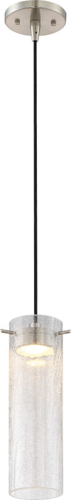 Mini Pendant Nuvo 62-952 Pulse - LED Mini Pendant with Clear Crackle Glass - Brushed Nickel Finish Nuvo