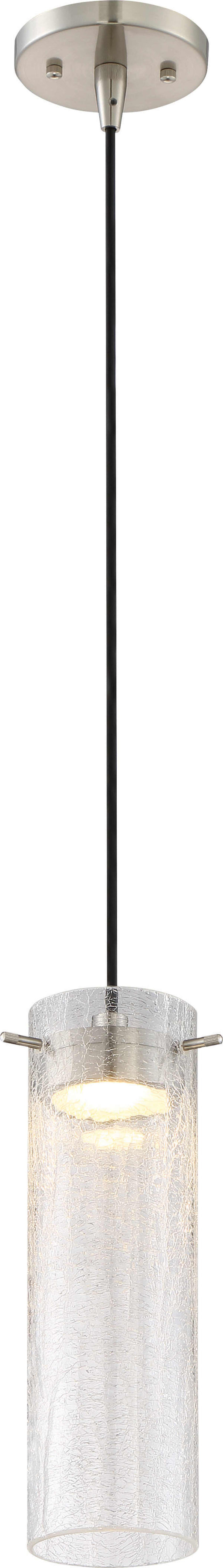 Mini Pendant Nuvo 62-952 Pulse - LED Mini Pendant with Clear Crackle Glass - Brushed Nickel Finish Nuvo