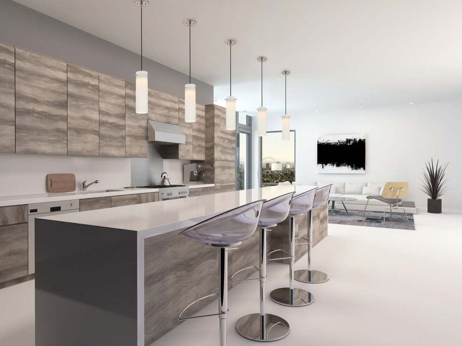 Mini Pendant Nuvo 62-953 Pulse - LED Mini Pendant with White Opal Glass - Brushed Nickel Finish Nuvo