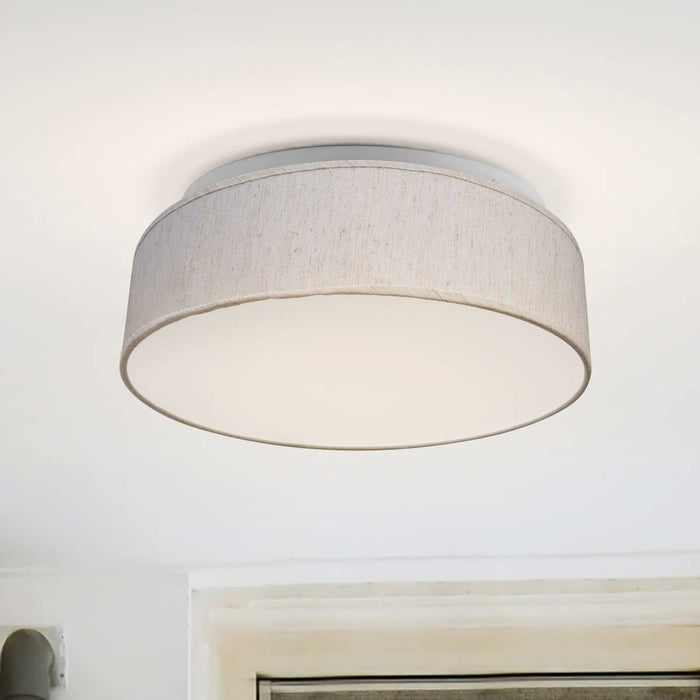 Flush Mount Nuvo 62-998 15 inch - CCT Selectable - Fabric Drum LED Decor Flush Mount Fixture - Beige Fabric Shade - Acrylic Diffuser Nuvo