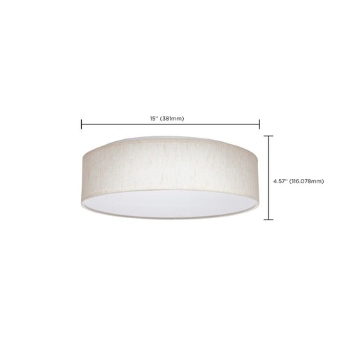Flush Mount Nuvo 62-998 15 inch - CCT Selectable - Fabric Drum LED Decor Flush Mount Fixture - Beige Fabric Shade - Acrylic Diffuser Nuvo
