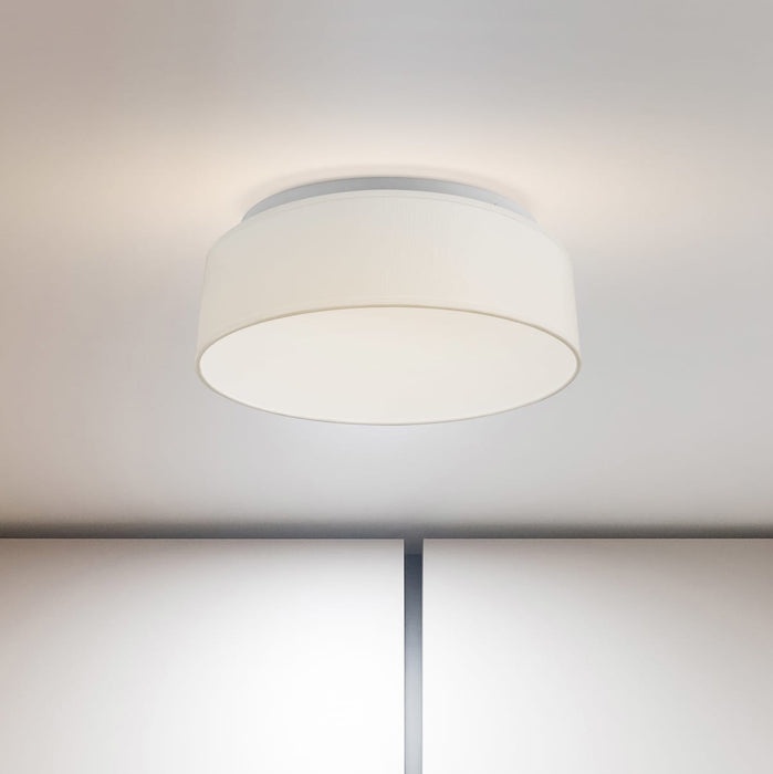 Flush Mount Nuvo 62-999 15 inch - CCT Selectable - Fabric Drum LED Decor Flush Mount Fixture - White Fabric Shade - Acrylic Diffuser Nuvo