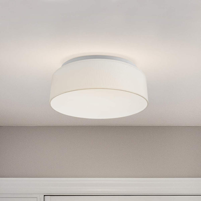 Flush Mount Nuvo 62-999 15 inch - CCT Selectable - Fabric Drum LED Decor Flush Mount Fixture - White Fabric Shade - Acrylic Diffuser Nuvo