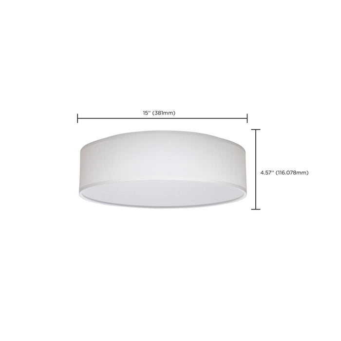 Flush Mount Nuvo 62-999 15 inch - CCT Selectable - Fabric Drum LED Decor Flush Mount Fixture - White Fabric Shade - Acrylic Diffuser Nuvo