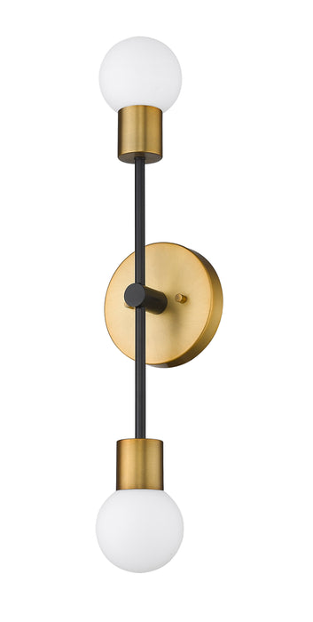 Wall Sconce Z-Lite 621-2S-MB-FB Matte Black + Foundry Brass Neutra 2 Light Wall Sconce Z-Lite