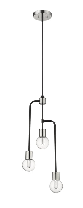 Chandelier Z-Lite 621-3MB-PN Matte Black + Polished Nickel Neutra 3 Light Chandelier Z-Lite