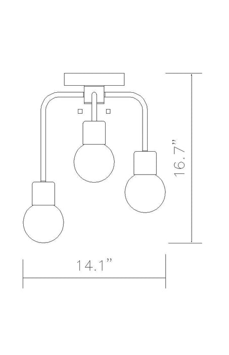 Semi Flush Mount Z-Lite 621-3SF-MB-FB Matte Black + Foundry Brass Neutra 3 Light Semi Flush Mount Z-Lite