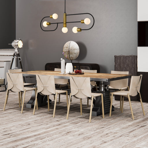 Linear Chandelier Z-Lite 621-5L-MB-FB Matte Black + Foundry Brass Neutra 5 Light Linear Chandelier Z-Lite