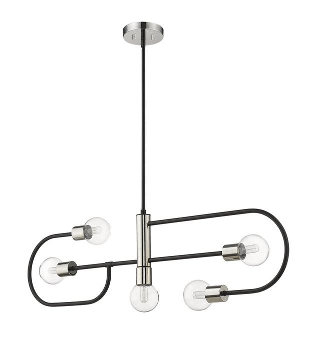 Linear Chandelier Z-Lite 621-5L-MB-PN Matte Black + Polished Nickel Neutra 5 Light Linear Chandelier Z-Lite